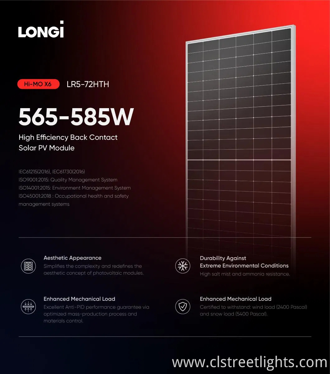 Longi Hi-Mo 6 Solar Panel 570W 575W 580 Watt 590W Mono PV Panels with Cheap Price